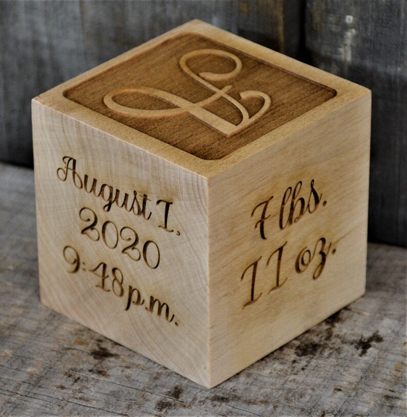 Personalized Wooden Baby Blocks Christening Block Baptism Etsy