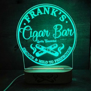 Cigar Bar Custom LED Light Sign, 7 Colors Personalized Sign Lamp home bar custom sign