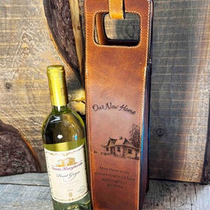 Leather Wine Tote, Wine lover gift personalized Wine Caddy, Wine Holder, Personalized Leather Wine Carrier Wine Accessories, wedding gift