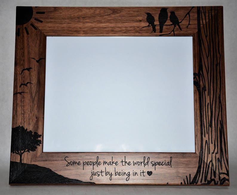 Walnut or Alder Laser Engraved Wooden Picture Frames Etsy