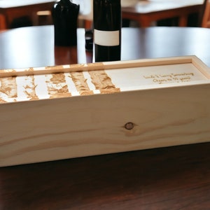 May include: A wooden box with a birch tree design on the lid. The box is engraved with the text "Lots of love & everything good to you for 50 years".