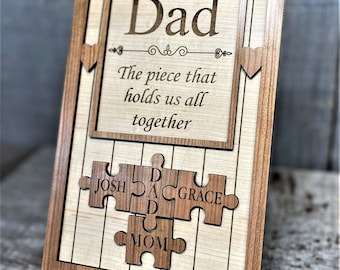 The Piece that Holds us Together Wooden Puzzle Sign for Mom or Dad Laser Cut Custom Mother's Father's day gift