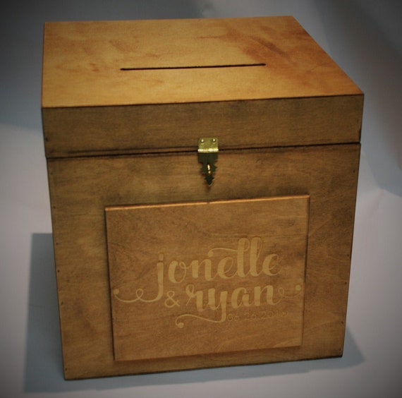 Rustic Wedding Card lock Box Personalized Engraved With Your Etsy