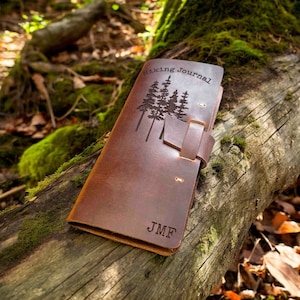 Hiking Log Journal Premium Leather Custom engraved and personalized All Engraving is included
