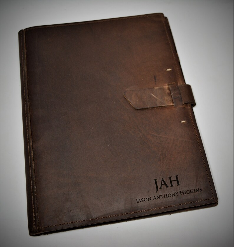 Engraved Large Leather Pad Portfolio Custom Engraved Etsy