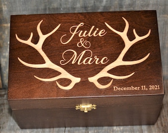 Custom Wooden Gift Box. Personalized and engraved as requested 6.9x4.2x4.6 hinged lid