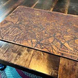 Custom Engraved Leather Desk Mat, Custom Size Desk Pad, Personalized Office Accessories, Leather Writing Pad Personalized by laser engraving