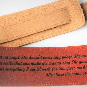 Custom Engraved Suede Guitar straps, custom guitar straps, guitar straps, personalized guitar straps, Rust color image 6