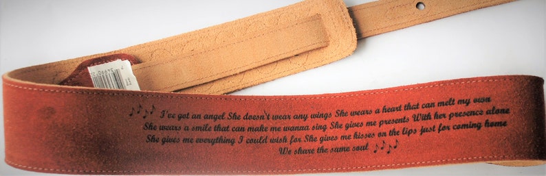 Custom Engraved Suede Guitar straps, custom guitar straps, guitar straps, personalized guitar straps, Rust color image 6