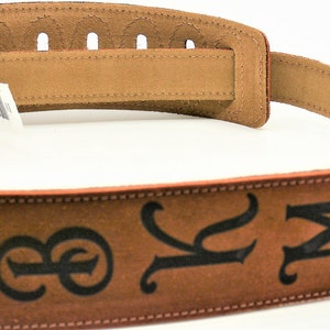 Custom Engraved Suede Guitar straps, custom guitar straps, guitar straps, personalized guitar straps, Rust color image 7