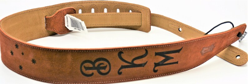 Custom Engraved Suede Guitar straps, custom guitar straps, guitar straps, personalized guitar straps, Rust color image 7