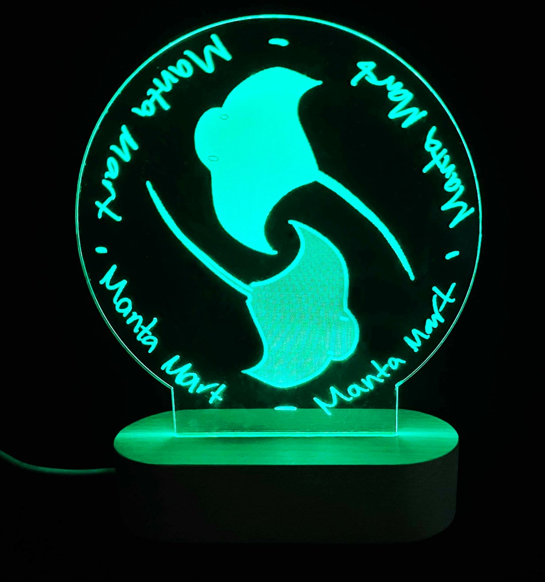 Logo Graphic Text Engraved Custom LED Light Sign, 7 Colors Personalized ...