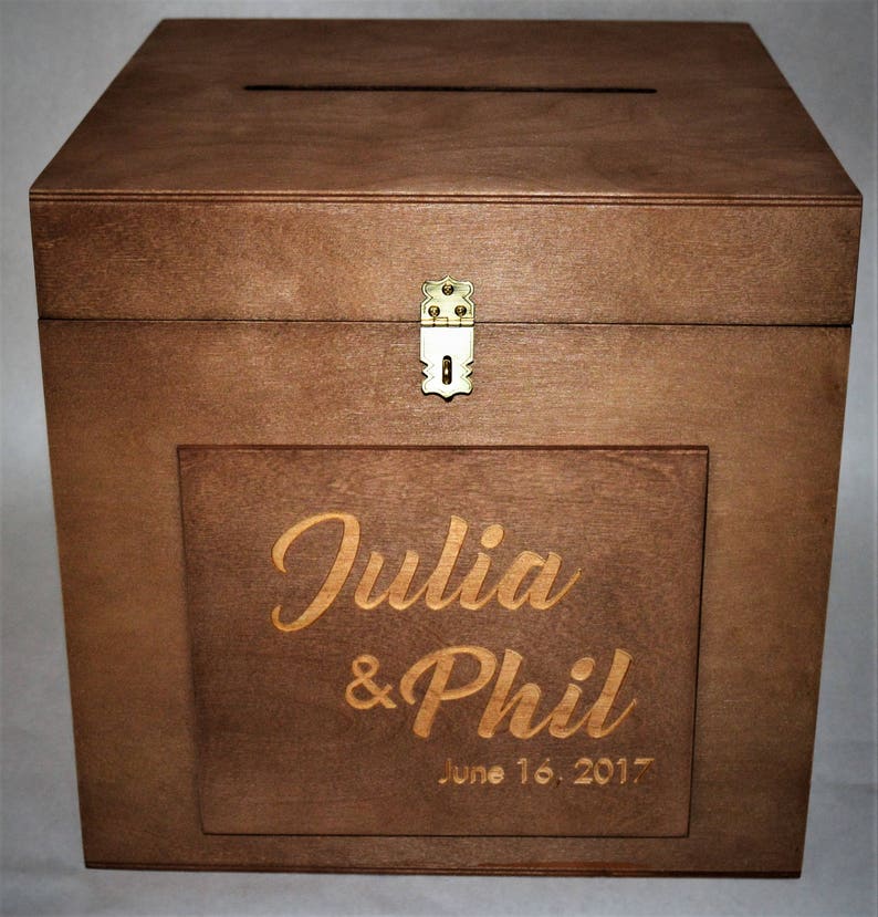 Rustic Wedding Card lock Box Personalized Engraved With Your Etsy