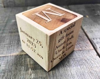 Personalized wooden baby blocks, Christening block, baptism block, personalized baby block. Comes with free gift box