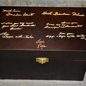 Handwriting Engraved on Custom Wooden Gift Box. Personalized and engraved as requested 6.9x4.2x4.6 hinged lid