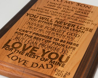 To my Son / Daughter Custom engraved and personalized two tone wooden plaque love you for the rest of my life