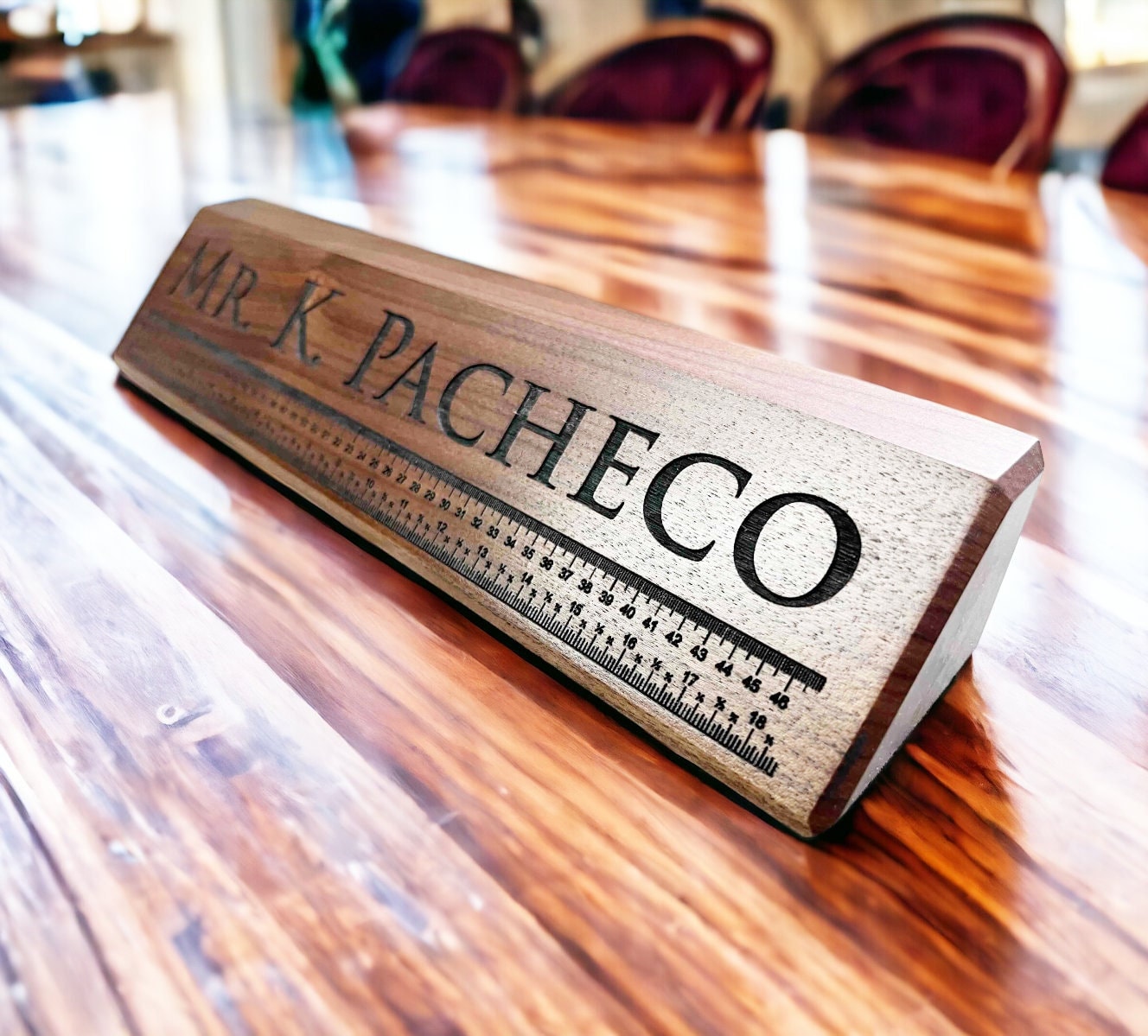Personalized Wooden Desk Name Plates 10 Inch Solid Walnut Wood