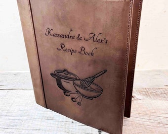 Premium Leather Binder Cover Custom Engraved and Personalized by Laser. Design is included free.