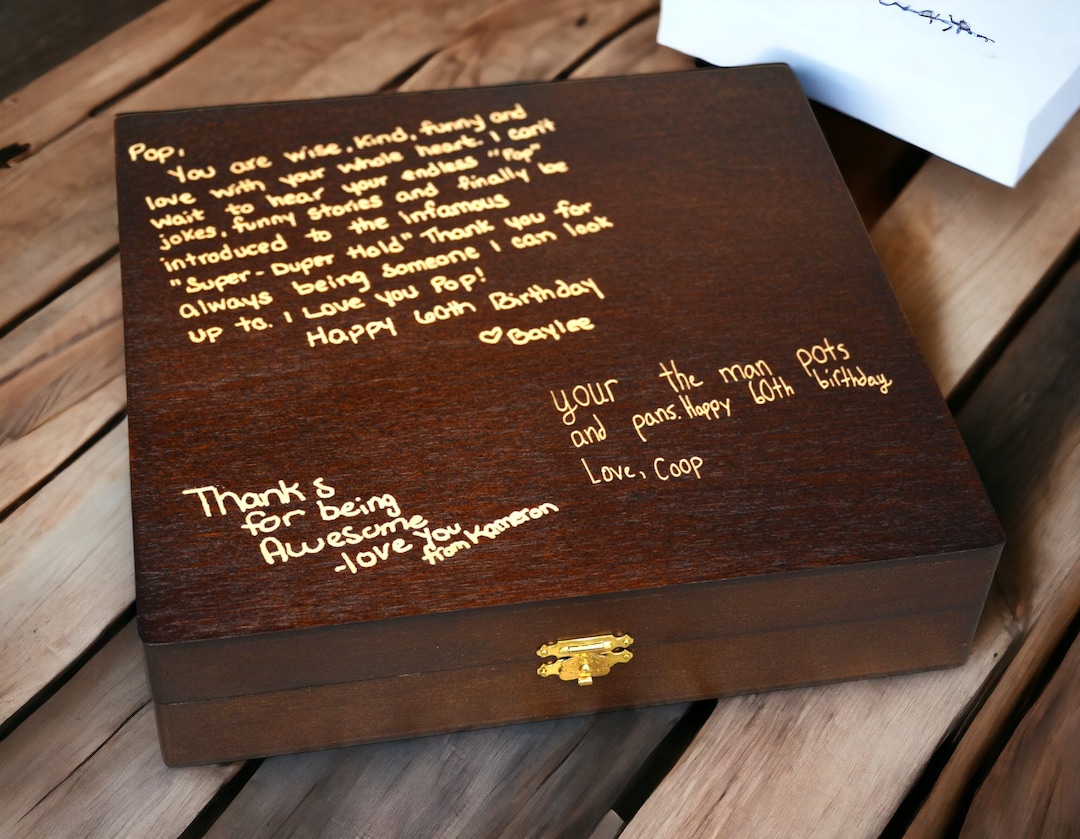 Handwriting Engraved Into This Custom Engraved Wooden Box, Mothers Day ...