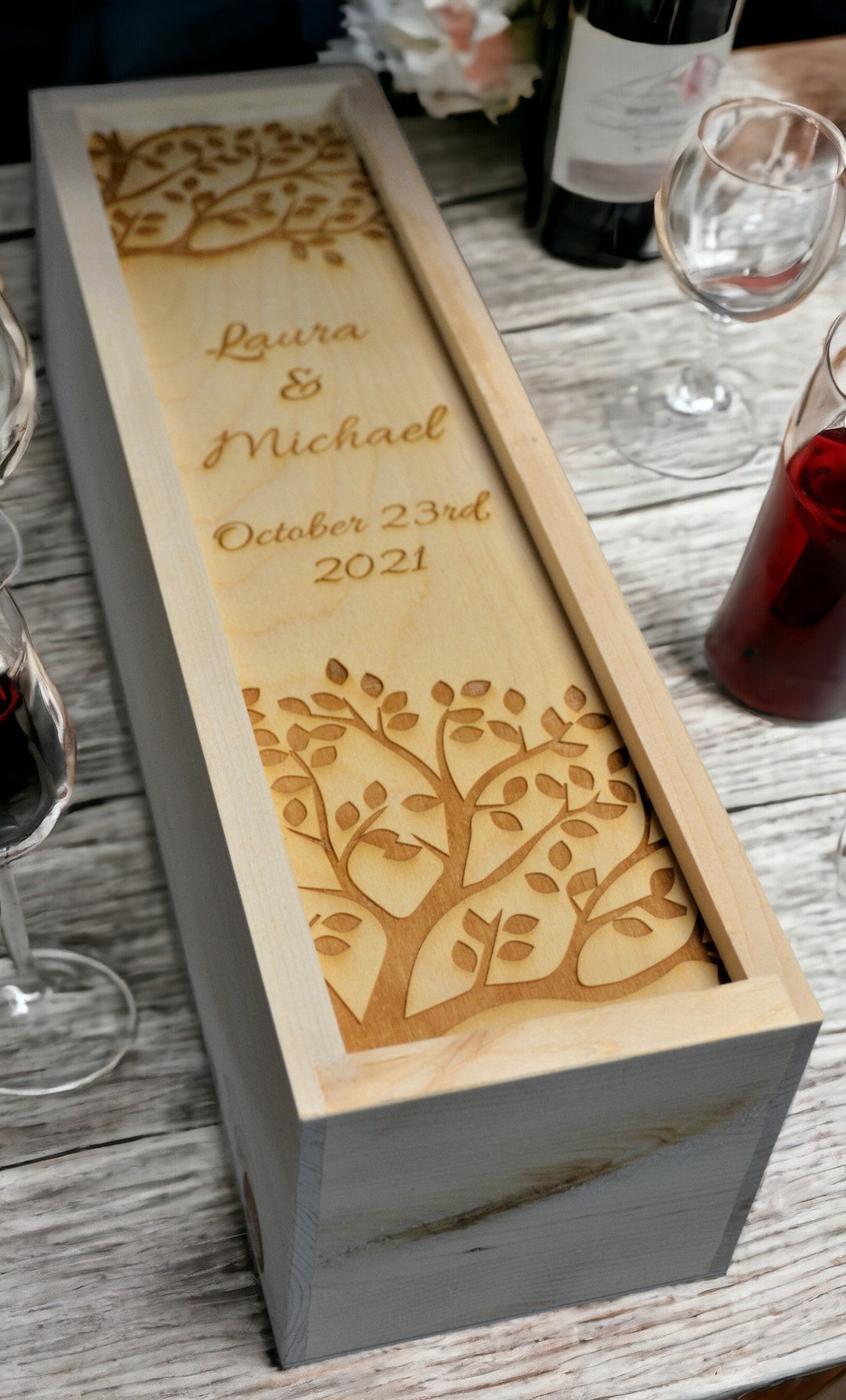 Custom Engraved Wooden Wine Box, Wedding Gift - Etsy