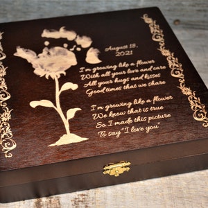 Custom Engraved Wooden Box, mothers day, childs handwriting engraved on box,