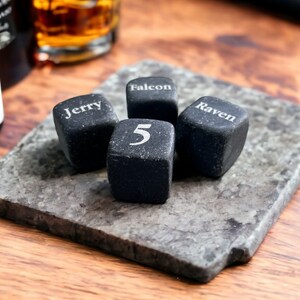 Personalized Engraved Whiskey Stones - Keep Your Drink Cold in Style! Custom Laser engraving is included. Great Gift for a whiskey drinker