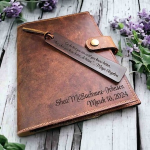 Engraved Refillable Journal, Snap Closure Personalized, Customized, Design Included Diary, Notebook, Engraved Diary, Genuine Leather