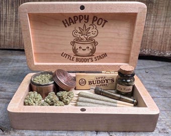 Personalized Canadian Maple Hardwood Stash Box | Custom Engraved EDC Valet & Storage Case