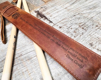 Premium Leather Drumstick Holder, Personalized Case, Bag, Drumstick holder, Gift for Drummer, Drumstick Sleeve, Drum Accessory Drummer gift