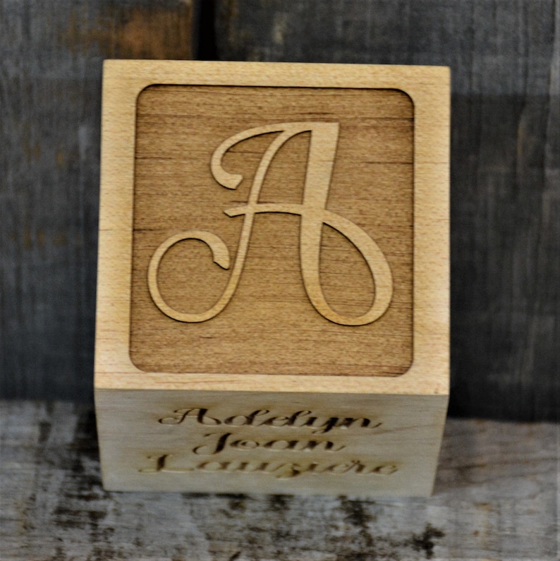 Personalized Wooden Baby Blocks Christening Block Baptism Etsy