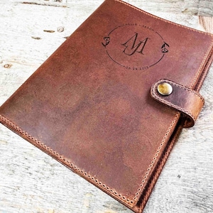 Engraved Refillable Journal, Snap Closure Personalized, Customized, Design Included Diary, Notebook, Engraved Diary, Genuine Leather