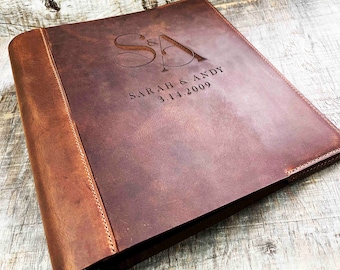 Premium Leather Binder Cover Custom Engraved and Personalized by Laser. Design is included free.
