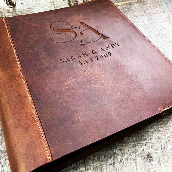 Premium Leather Binder Custom Engraved and Personalized by Laser. Design is included free.