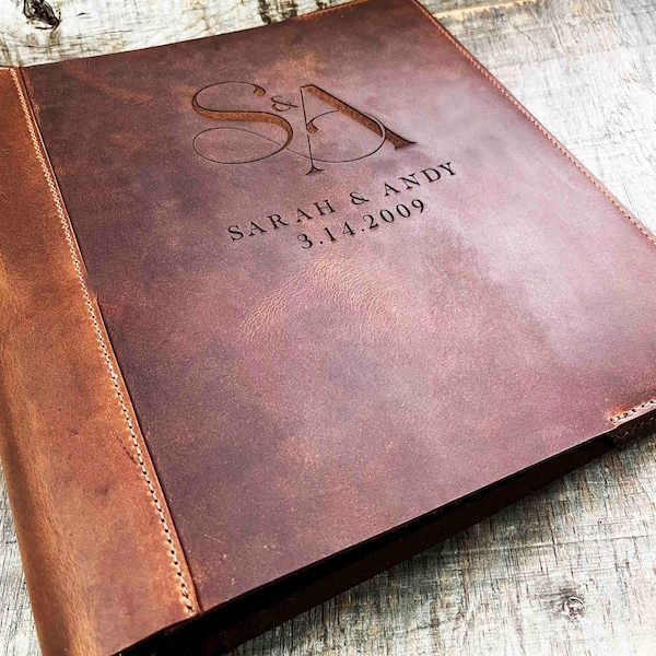 Premium Leather Binder Cover Custom Engraved and Personalized by Laser. Design is included free.