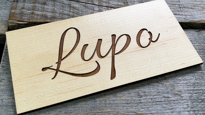 Laser Cut And Engraved Wooden Signs/Nameplates, cut from maple, multiple sizes, text and graphic engraving included in price image 6