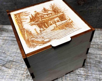 Wooden Keepsake Gift Box Custom Engraved | Any Text or Design Engraved | Laser Cut | Engraving on the lid included free