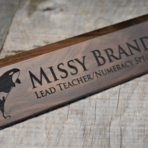 Engraved Wooden Desk Name Plates 10 Inch solid Walnut wood, custom engraved with the text of your choice custom wooden sign image 7