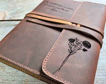 Refillable Writer's Log large Journal, Leather Journal, Personalized, Engraved , Diary, Notebook, Engraved Diary, Genuine Leather