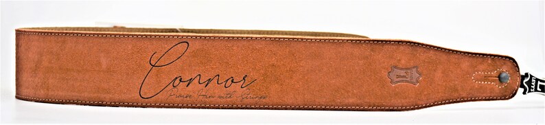 Custom Engraved Suede Guitar straps, custom guitar straps, guitar straps, personalized guitar straps, Rust color image 10