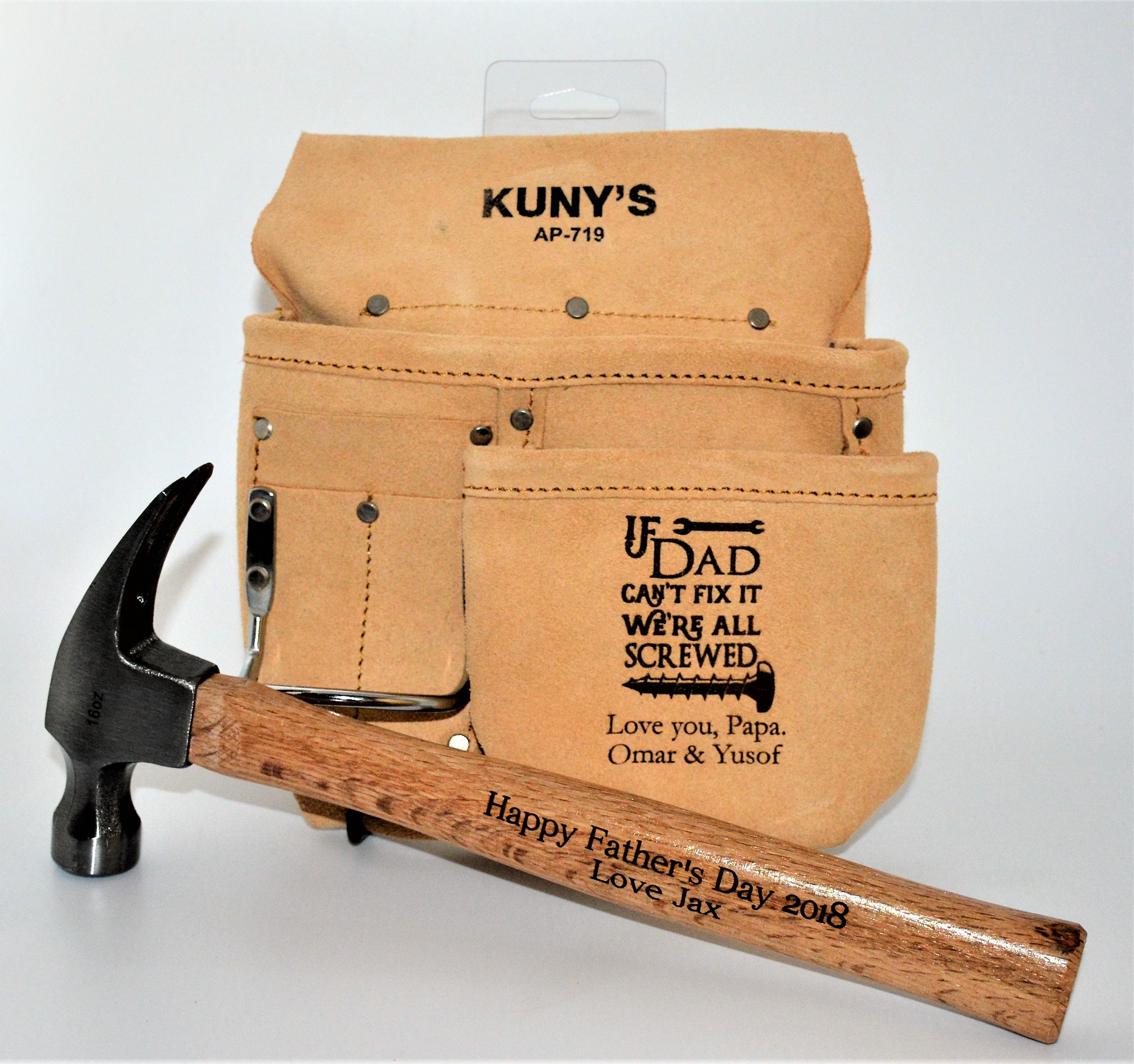 Father's day gift custom engraved tool pouch and hammer. Etsy