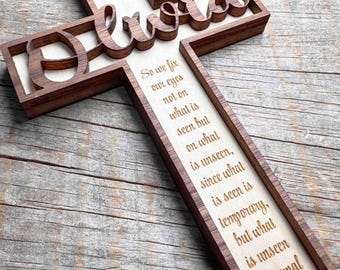 Cross Made from wood Gift Christening Gift Confirmation Christening Personalized Cross Teen Baptism Gift Wood Engraved Cross Christian Gift