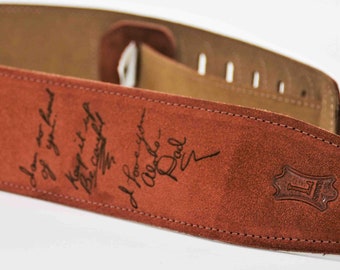 Signature or handwriting Custom Engraved Suede Guitar straps, custom guitar straps, guitar straps, personalized guitar straps