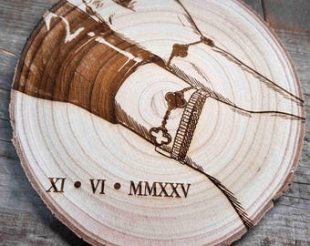 Live Edge Tree Slice with Custom Engraving, wooden sign, custom sign