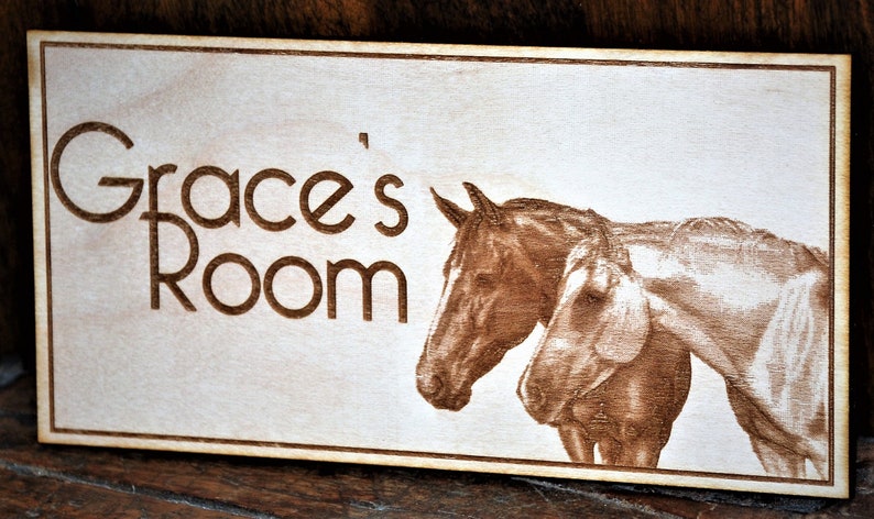 Laser Cut And Engraved Wooden Signs/Nameplates, cut from maple, multiple sizes, text and graphic engraving included in price image 10