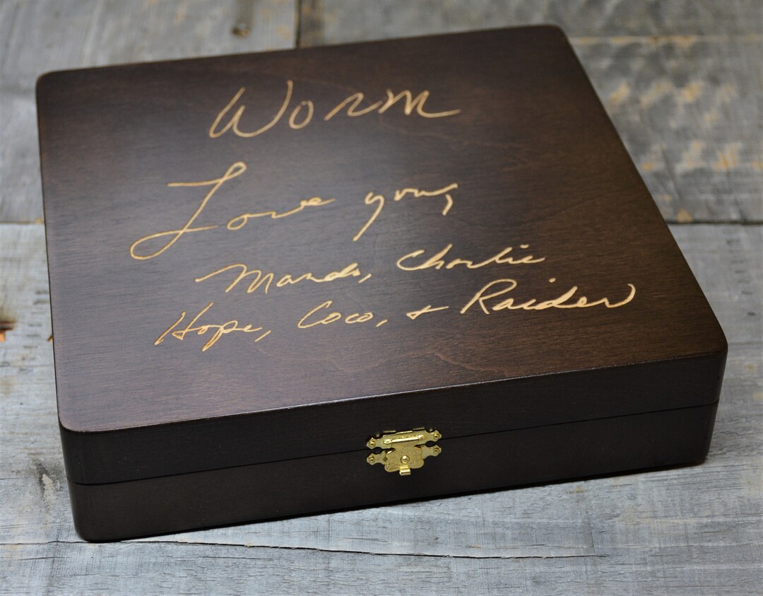 Handwriting Engraved Into This Custom Engraved Wooden Box, Mothers Day ...