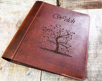 Premium Leather Binder Cover Custom Engraved and Personalized by Laser. Design is included free.