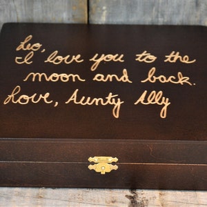 Handwriting Engraved into this Custom Engraved Wooden Box, mothers day, childs handwriting engraved on box,