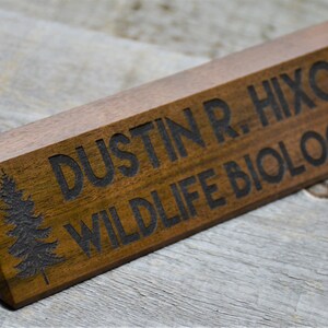 Engraved Wooden Desk Name Plates 10 Inch solid Walnut wood, custom engraved with the text of your choice custom wooden sign image 5