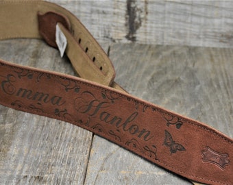 Custom Suede Guitar straps, custom guitar straps, guitar straps, personalized guitar straps, Rust color