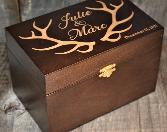 Custom Wooden Gift Box. Personalized and engraved as requested 6.9x4.2x4.6 hinged lid